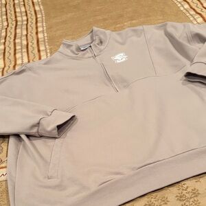 NWOT Authentic (brand) Jacket, TAN, Creighton Logo, 1/4 Zip, Pockets, L